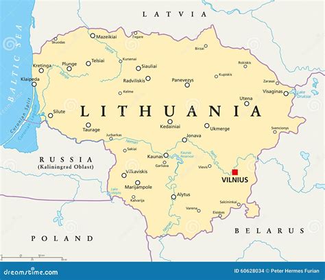 Lithuania Political Map stock vector. Image of republic - 60628034