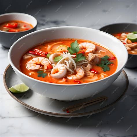 Premium Photo | Thai Tom Yum soup Spicy Thai cuisine Tom Yum Goong ...