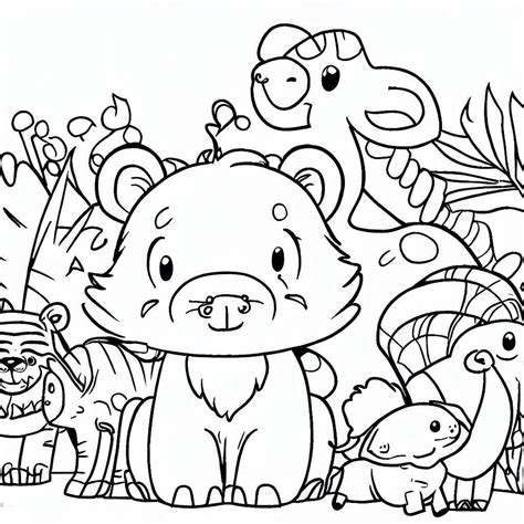 Cute Zoo Animals Coloring Pages