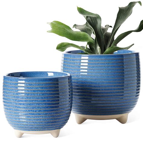 Amazon.com: LE TAUCI Ceramic Plant Pots, 5.1 + 6.4 Inch Footed Pots for ...