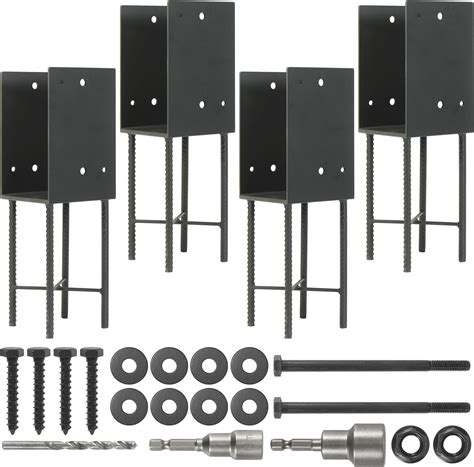 Wocepu Stainless Steels Heavy Duty U-Shape 6"x6"(Actual 5.5"x5.5") Wet Concrete Fence Post ...