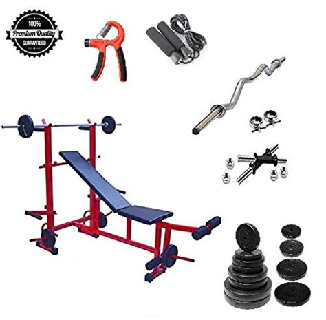 Buy BodyKare Gym bench for 8 exercises in 1 bench (red colour) (incline ...