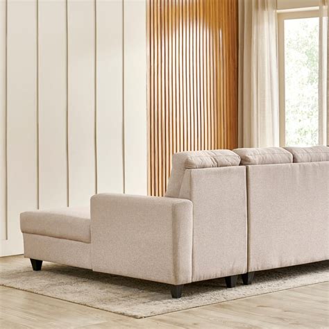 Buy Helios Kayin Fabric 3-Seater Right Corner Sofa with Chaise - Beige ...
