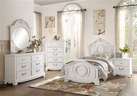 Classic White Finish 6pc Full Bedroom Set Panel Bed Nightstands Dresser ...