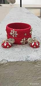 Buy Red Fabric Traditional Jewellery Set at Amazon.in