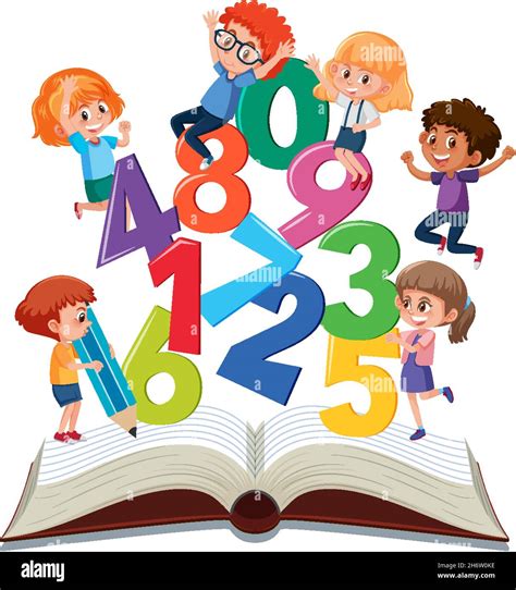 Children learning math with tools on book isolated illustration Stock ...