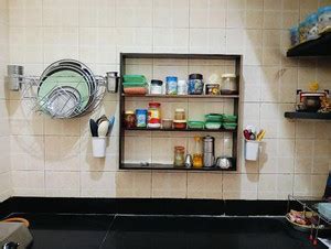 asamad Containers Kitchen Rack Wood WALL SHELF BROWN KITCHEN RACK Price ...