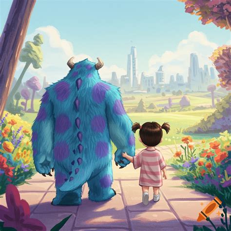 Sully and Boo holding hands on Craiyon