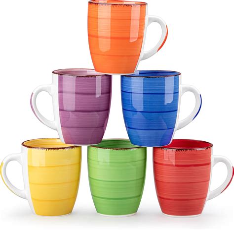 Amazon.com: Nitial 10 Pieces Colored Coffee Mugs Set 12 oz Porcelain ...