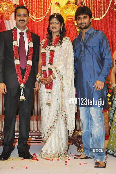 Uday Kiran and Visheeta during their wedding reception, held in Hyderabad.