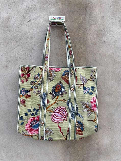 Buy Quilted Tote Bag Indian Handmade Quiltedt Cotton Tote Bag With ...