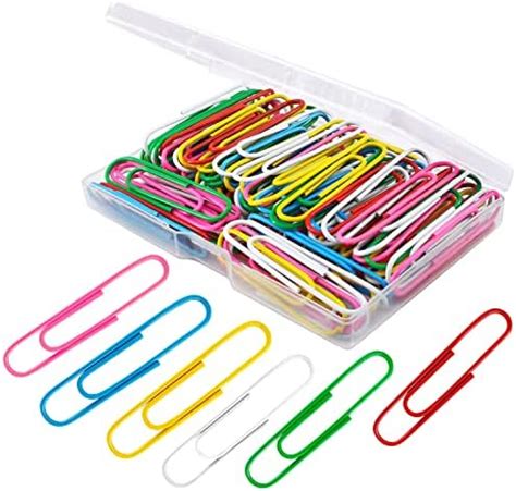 Paper Clips, 100Pcs 2 Inch Large Paperclips, Assorted Colored Coated ...