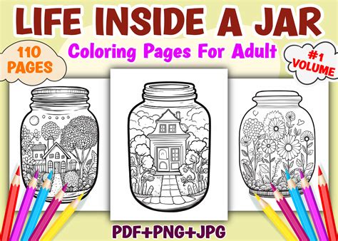 Life Inside a Jar Coloring Pages Graphic by E A G L E · Creative Fabrica
