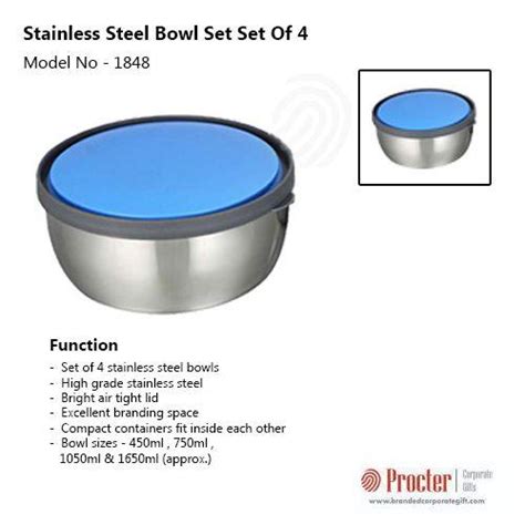 Stainless steel bowl set (Set of 4) H66 in bulk for corporate gifting ...