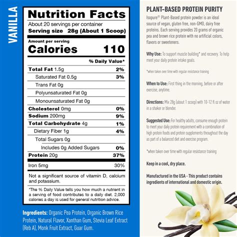 Isopure Vanilla Vegan Protein Powder with Monk Fruit Sweetener & Amino ...