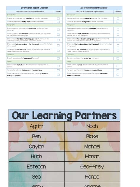 Information Report Checklist | PDF | Syntactic Relationships | Human Communication