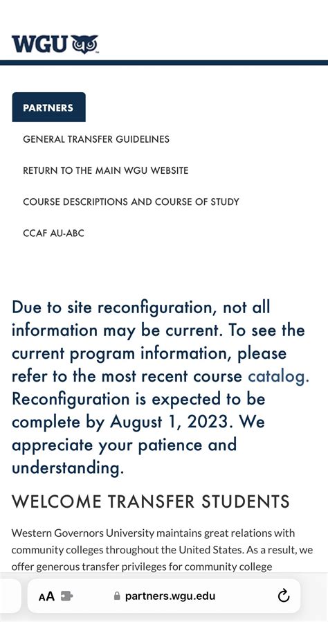 Updated Transfer Guidelines? : r/wgu_devs