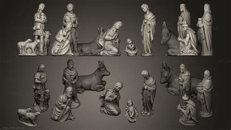 Religious statues - Christmas nativity figurines Set, STKRL_0048. 3D ...