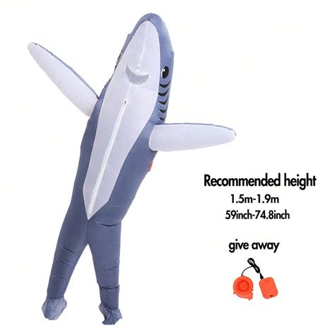 Inflatable Shark Costume Air Blow Up Jaws Jumpsuit Fancy Dress Funny ...