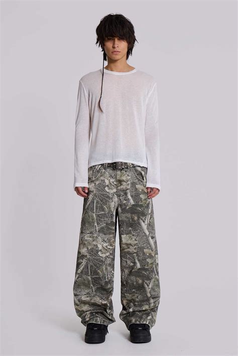 Shop Woodland Camo Colossus Baggy Jeans | Jaded London | Clothing