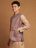 Pink Kosa & Cotton Nehru Jacket with Checkered Weave – Kosala