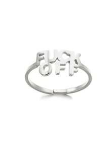 1PC Gold Plated Fuxk Off Rings For Women Opening Stainless Steel Ring ...