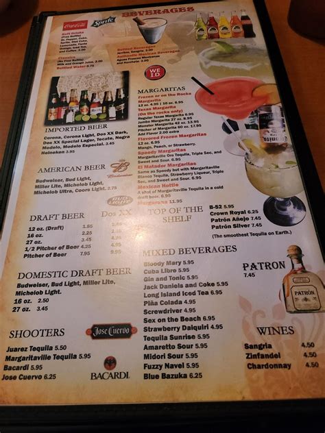 Menu at El Matador Mexican Restaurant, Fort Oglethorpe