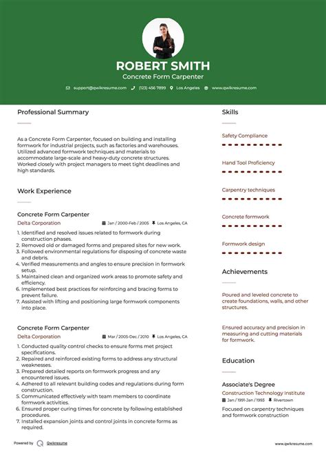 10+ Concrete Form Carpenter Resume Samples & Templates for 2025