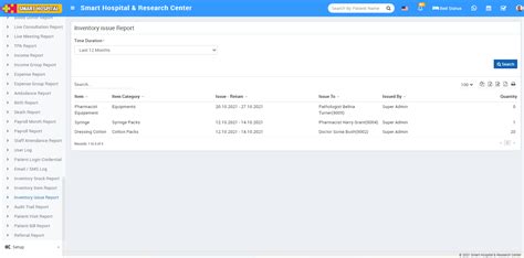 Inventory Issue Report - Smart Hospital : Hospital Management System by ...