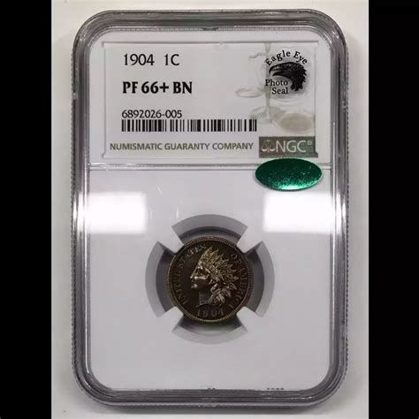 1904 Indian Head Cent NGC PF-66+ BN Eagle Eye Photo Seal CAC - Old ...