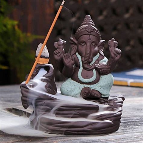 Perfect Buy™ Meditating Ganesha Smoke Back flow Incense Holder with 10 ...