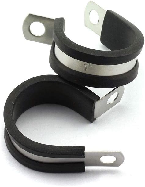 Buy HJ Garden 6pcs 1 inch Rubber Cushioned Cable Clamp 304 Stainless ...