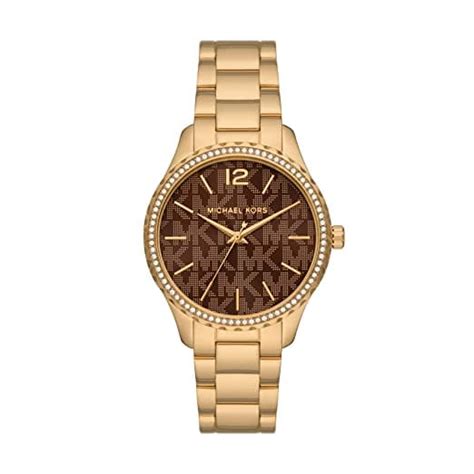 Michael Kors Mens 38 mm Layton Brown Dial Stainless Steel Analog Watch