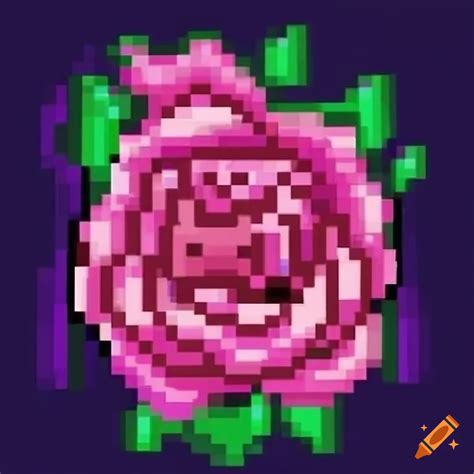 Pixel art of a withered rose on white background