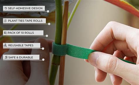 HASTHIP® 10Pcs Plant Tie Strap, Reusable Nylon Garden Tape Rolls Plant ...