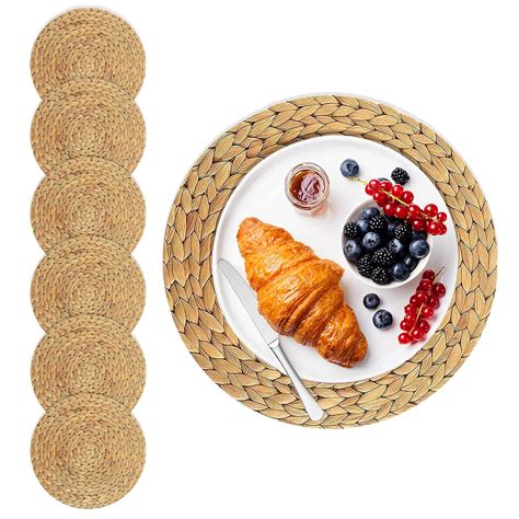 Buy 15 Inches Wicker Placemats Woven Placemats Thick Round Straw ...