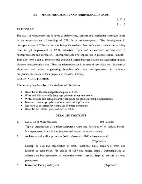 4.4 Microprocessors AND Peripheral Devices L T P 3-3 - 4 ...