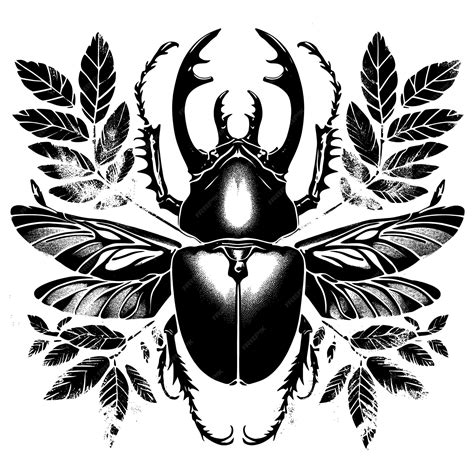Premium Vector | Free vector black and white of a beetle with a white ...