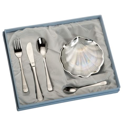 Set concha bautismo y cubiertos oso Personalizados