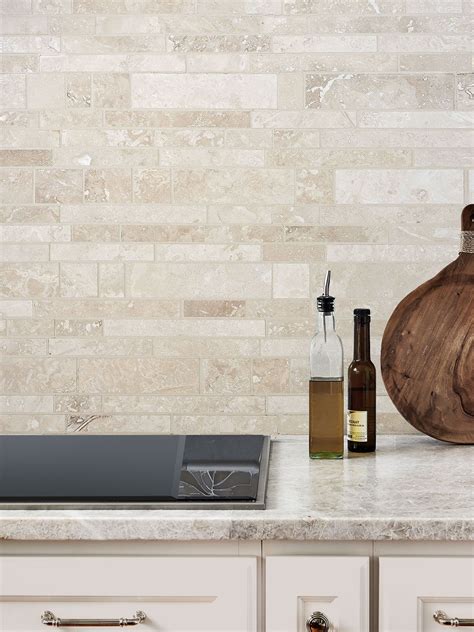 Light ivory Travertine Kitchen Subway Backsplash Tile | Backsplash.com ...