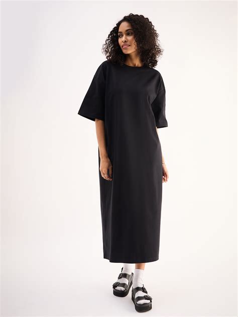 Buy Women Black Oversized T-Shirt Dress Online at Best Price - Sassafras