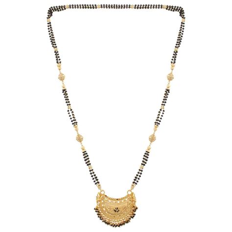 Traditional Gold Plated Black Bead Chain Imitation Mangalsutra ...