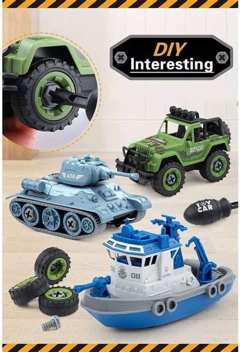 Military Army Foldable Vehicles Car Toy 4 Pack with Screwdriver Toy ...