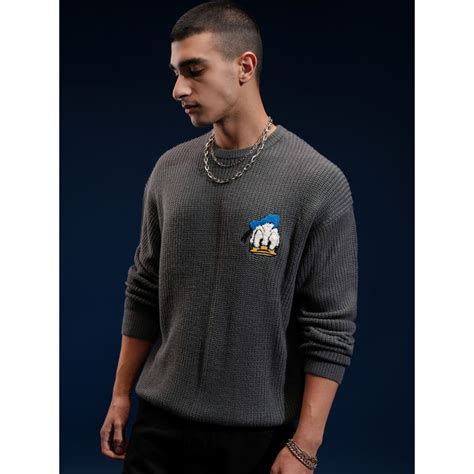 Buy HIGHLANDER Disney Donald Duck Grey Men Ribbed Sweater Online
