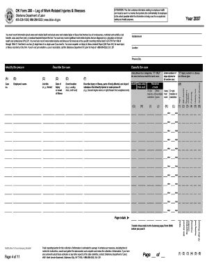 OK Form 300 -- Log of Work-Related Injuries & Illnesses - Blank ...