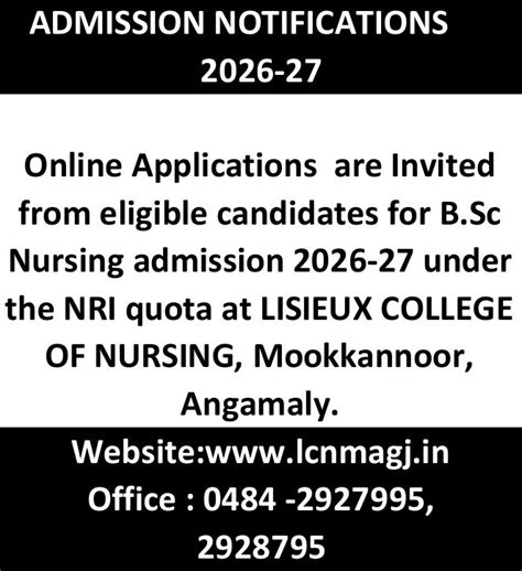 Lisieux College of Nursing, Mookkannoor, Angamaly - Nursing College in ...