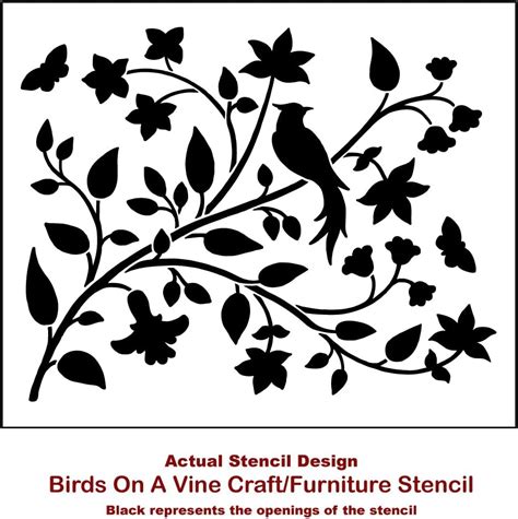 Buy Birds on a Vine Furniture Stencil - DIY Pearl Inlay Designs for ...