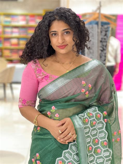 Floral Embroidery Pattern Silky Kota Saree | NHH414 – Aham Designer ...