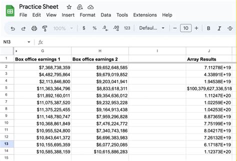 Google Sheets Array Functions 的图像结果