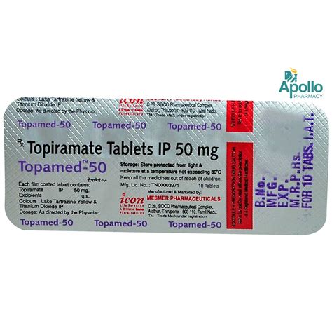 Topamed 50 Tablet 10's Price, Uses, Side Effects, Composition - Apollo ...
